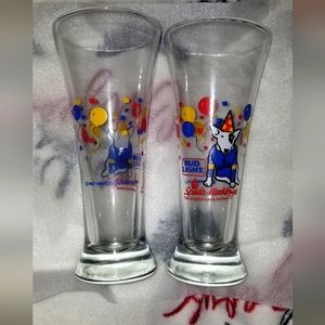 (Set of 2) VTG 1987 SPUDS MACKENZIE BUD LIGHT BEER GLASSES